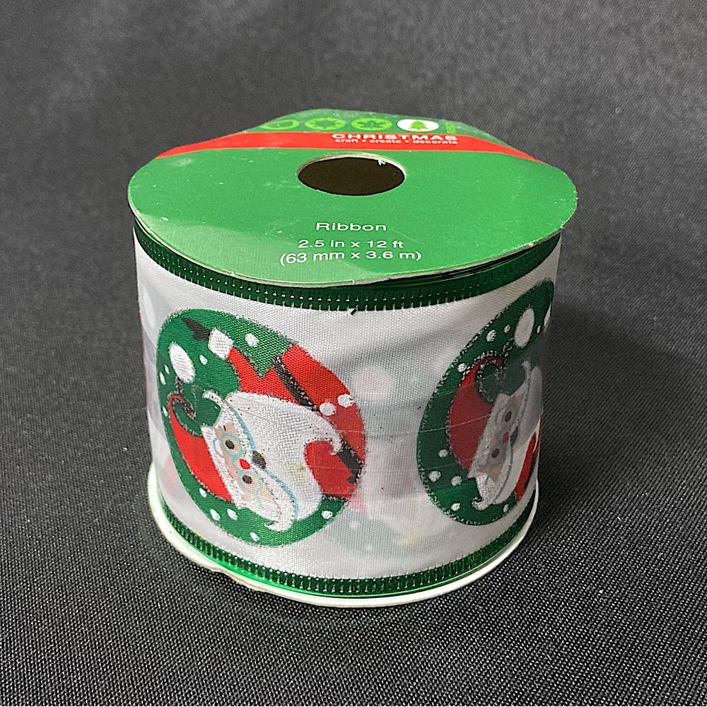 ⭐️ Christmas Santa Clause Wire Edged Craft Ribbon 2.5” x 144”